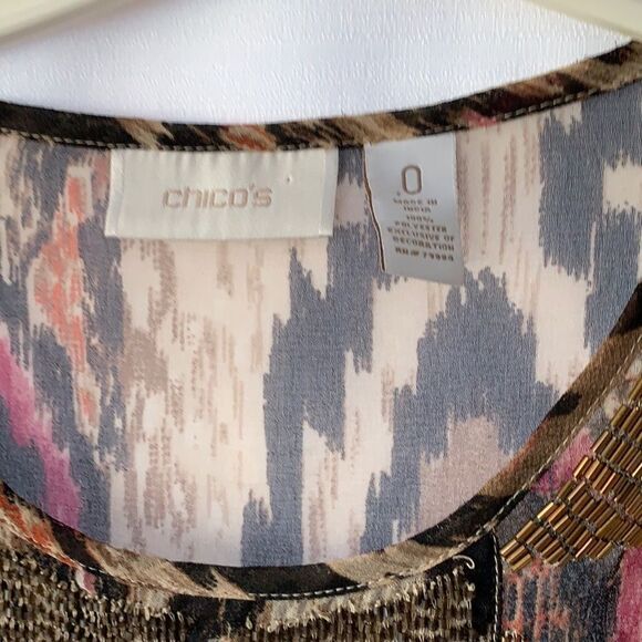 Chico’s size 0 top with tons of Bling at the chest. - Picture 4 of 8